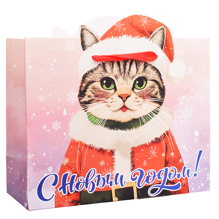 Пакет подарочный новогодний "Без границ" 26х13х32 см, Золотая сказка, ламинация, 