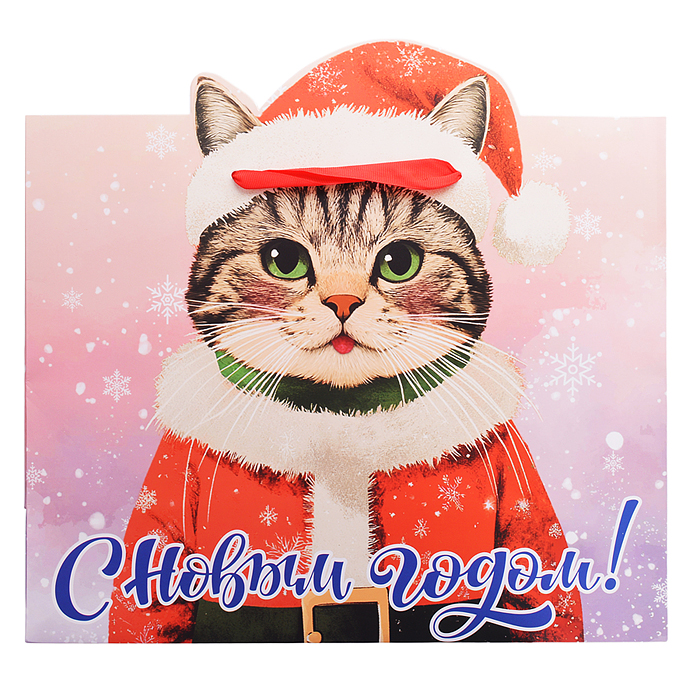 Пакет подарочный новогодний "Без границ" 26х13х32 см, Золотая сказка, ламинация, 