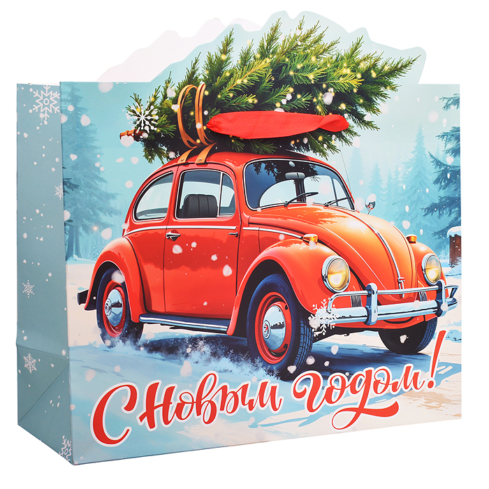 Пакет подарочный новогодний "Без границ" 26х13х32 см, Золотая сказка, ламинация, 