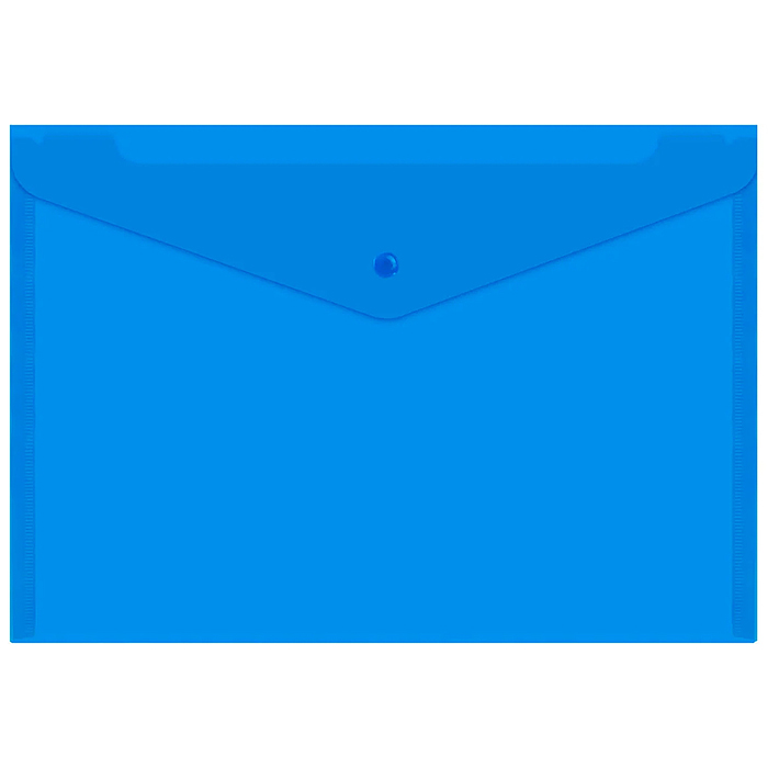 Папка-конверт с кнопкой прозрачная А4 до 100 л, синяя, 0,15 мм "Universal"