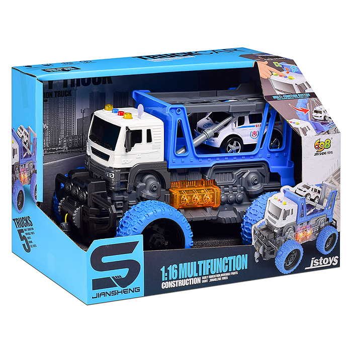 Машина JS114AS "МегаСити" 1:16 (свет, звук) в коробке (цвет синий)