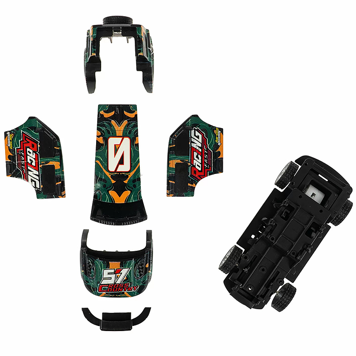 Машинка пластмассовая инерционная "Авария на трассе" Джип хаки  (pull back) CRD 25x18,2x5,2см