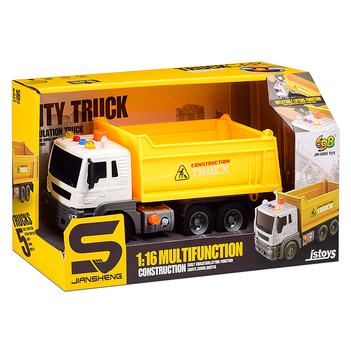 Машина JS101 "Самосвал" 1:16 (свет, звук) в коробке (цвет желтый)