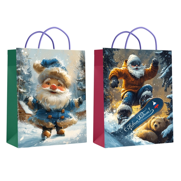 Пакет подарочный "Дед мороз" ламинированный 18х23х10см, 157г/м2