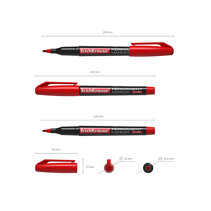 Маркер перманентный P-70, цвет чернил красный
