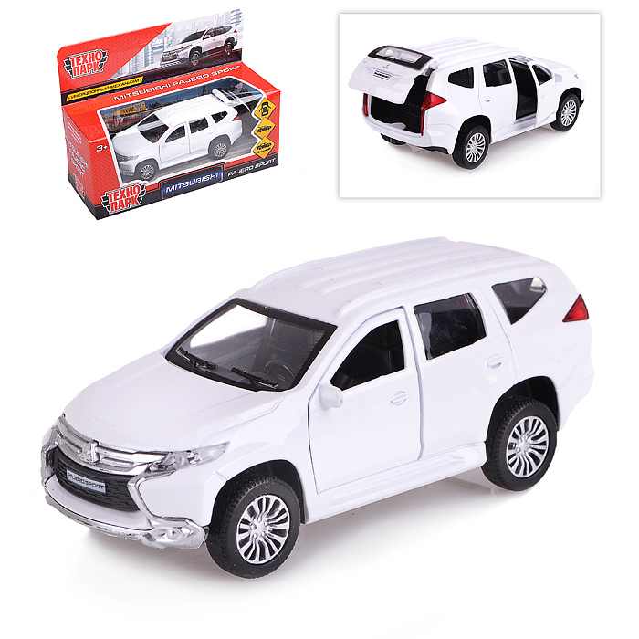 Машина металл Mitsubishi Pajero Sport, 12см, (открыв. двери, белый) инерц, в коробке