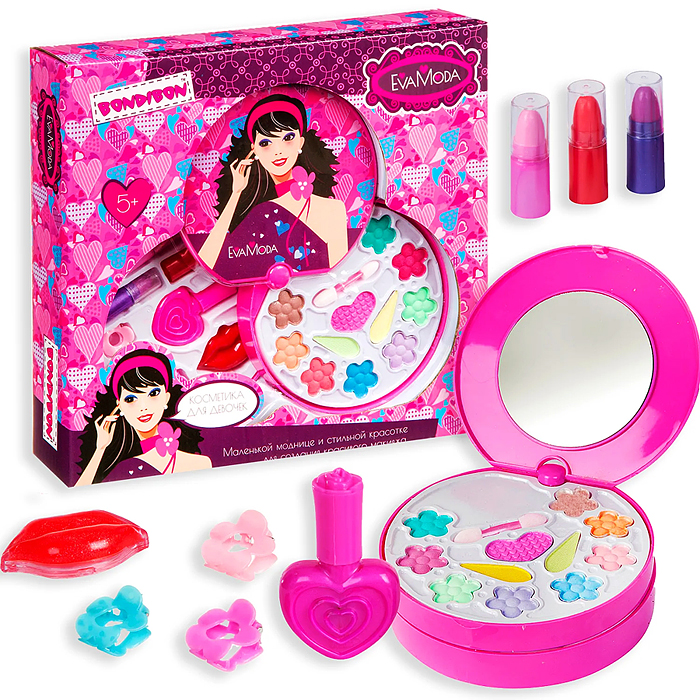 Набор детской декор. косметики Eva Moda, BOX 26,8х25х4,8см, косметичка-диск 2-уровневая 