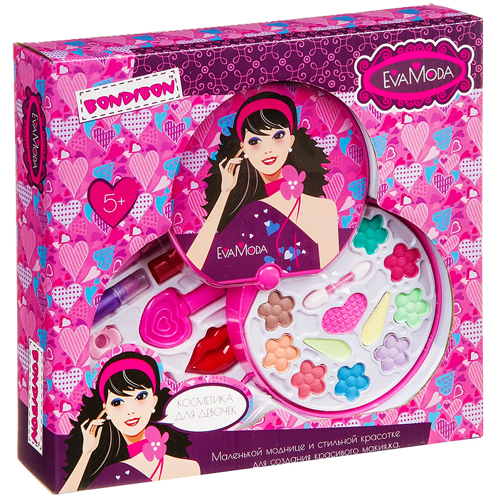 Набор детской декор. косметики Eva Moda, BOX 26,8х25х4,8см, косметичка-диск 2-уровневая 