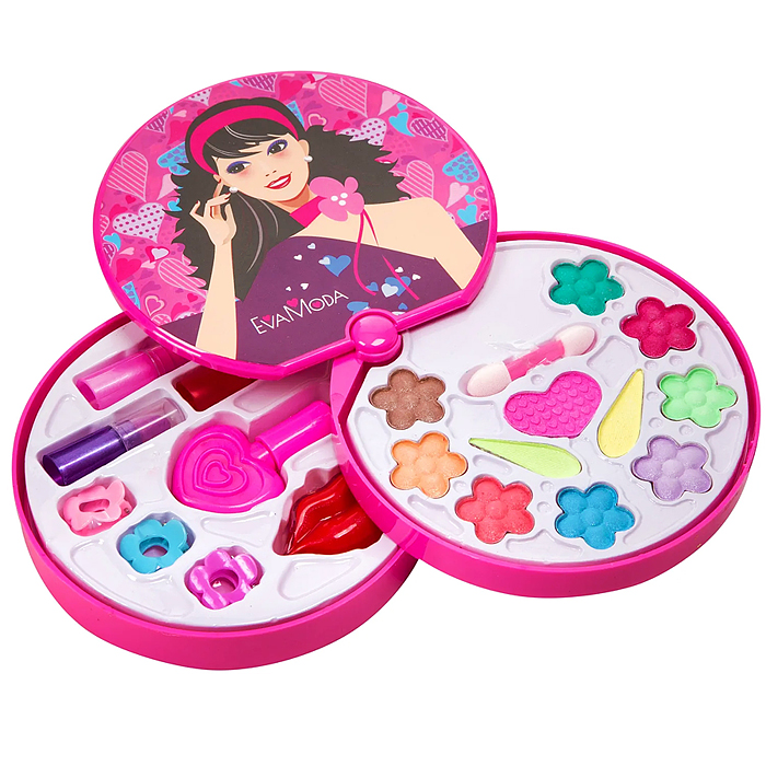 Набор детской декор. косметики Eva Moda, BOX 26,8х25х4,8см, косметичка-диск 2-уровневая 