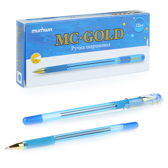 Ручка шариковая MunHwa "MC Gold" синяя, 0,7мм,