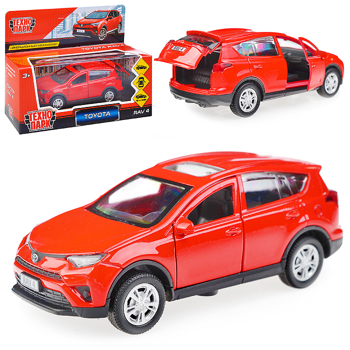 Машина металл "TOYOTA RAV4", длина 12см, открыв. двери, инерц., красный, в коробке