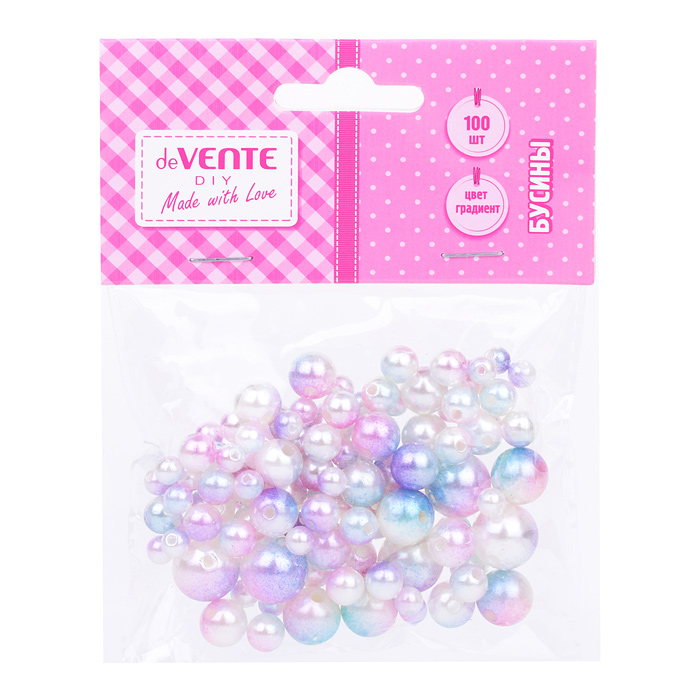 Бусины декоративные перламутровые "Sunshine" пластиковые, 100 шт, в пластиковом пакете с бл