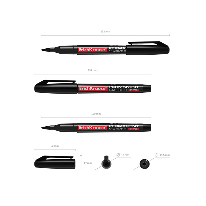 Перманентный маркер P-70, цвет чернил черный