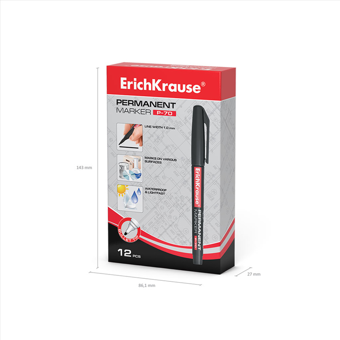 Перманентный маркер P-70, цвет чернил черный