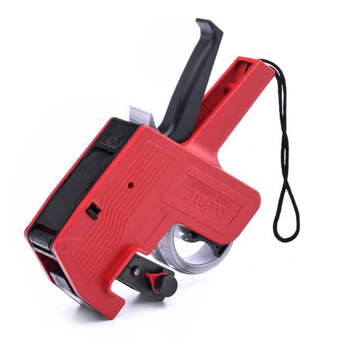 Этикет-пистолет 1-строчный, 8 символов, для прямоугольных этикеток 21x12 мм, красный цвет 