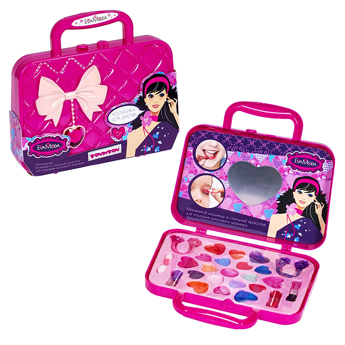 Набор детской декор. косметики Eva Moda, BOX 20х5,5х17,8см, косметичка-сумочка с бантиком
