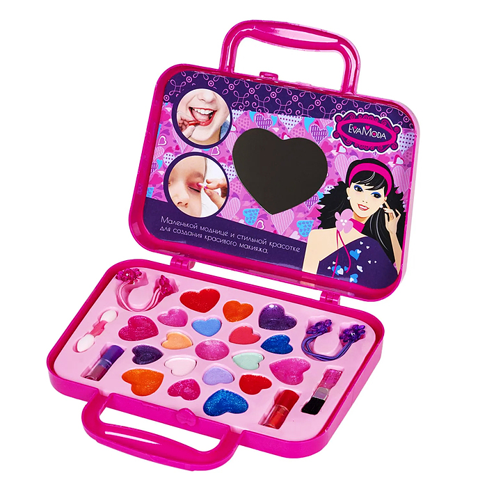 Набор детской декор. косметики Eva Moda, BOX 20х5,5х17,8см, косметичка-сумочка с бантиком
