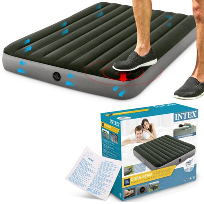 Матрас надувной Dura-Beam Queen, 152 х 203 х 25 см, с встроенным ножным насосом, 64763 INTEX