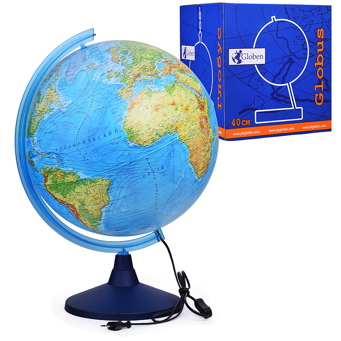Глобус Земли физический 400мм с подсветкой Классик Евро 