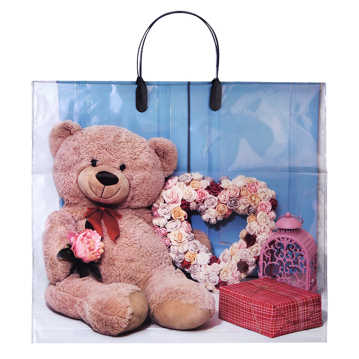 Пакет ПЭ с пластмассовыми ручками 38х34+3 (пл.90) глянец (Претти) 