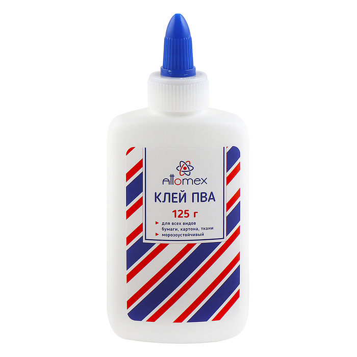 Клей ПВА "Attomex" морозоустойчивый (до -40°C) 125 г в пластиковой бутылочке с дозатором