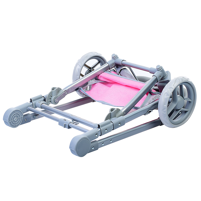 Коляска зима-лето 9636 для кукол, металл. с люлькой-переноской, со сменным коробом, с корзиной, цв