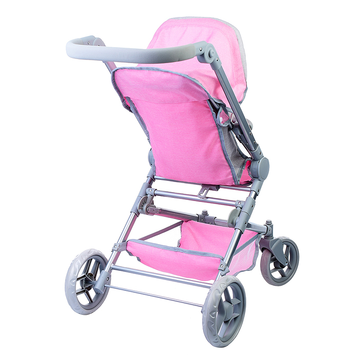 Коляска зима-лето 9636 для кукол, металл. с люлькой-переноской, со сменным коробом, с корзиной, цв