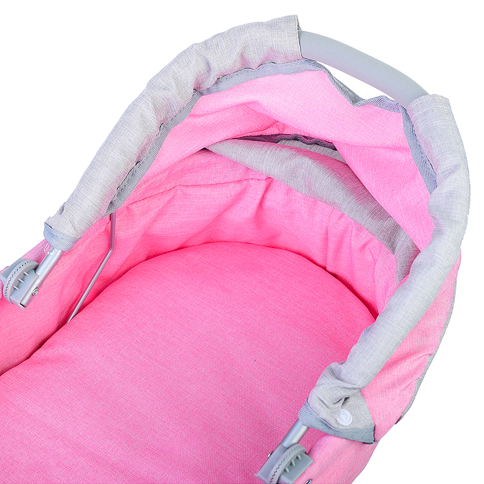 Коляска зима-лето 9636 для кукол, металл. с люлькой-переноской, со сменным коробом, с корзиной, цв