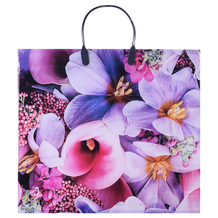 Пакет ПЭ с пластмассовыми ручками 38х34+3 глянец х150 (Ванда) 