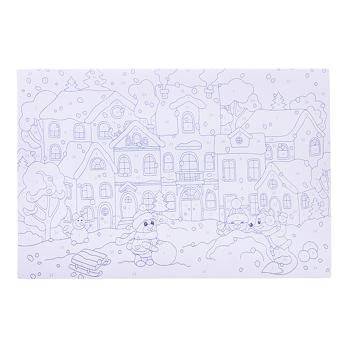 Картина по номерам 20х30 "Снежный двор" на подрамнике