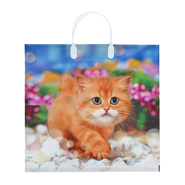 Пакет ПЭ с пластмассовыми ручками 38х35+10см (90) (Пушок) ламинированный 