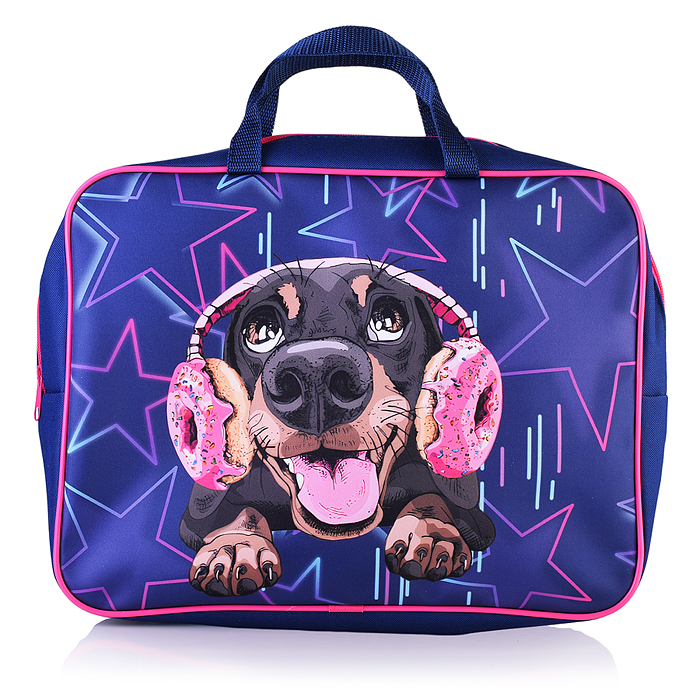 Папка - сумка "Пес в наушниках" А4, боковина - 75 мм. 