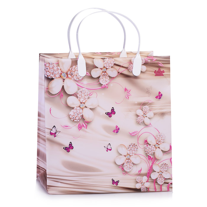 Пакет "Жемчужные цветочки" мягкий пластик (260х240х140)