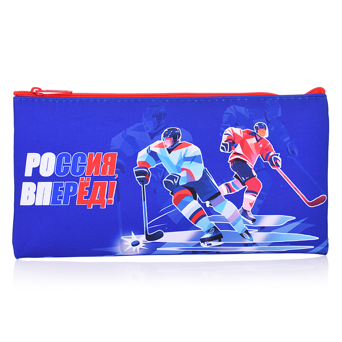 Пенал плоский "Хоккей" 20,5х10,8см, из полиэстера, 210 ден