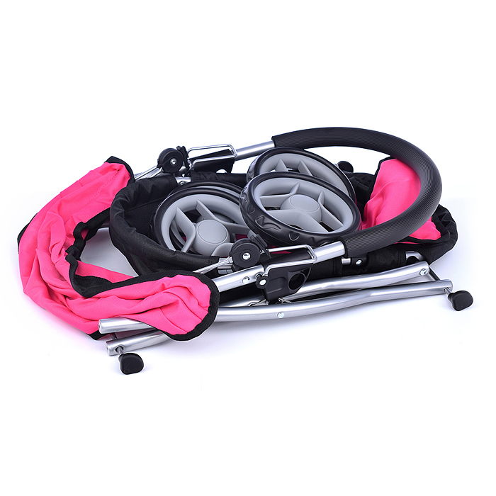 Фото к товару Коляска для кукол 9325A металлическая складная, прогулочная, с капюшоном, цвет фуксия с черный,в пак Коляска для кукол 9325A металлическая складная, прогулочная, с капюшоном, цвет фуксия с черный,в пак