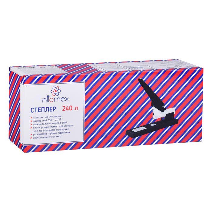 Степлер большой мощности "Attomex" 23/6-23/23 (до 240 листов, глубина скрепления 70 мм) металлически