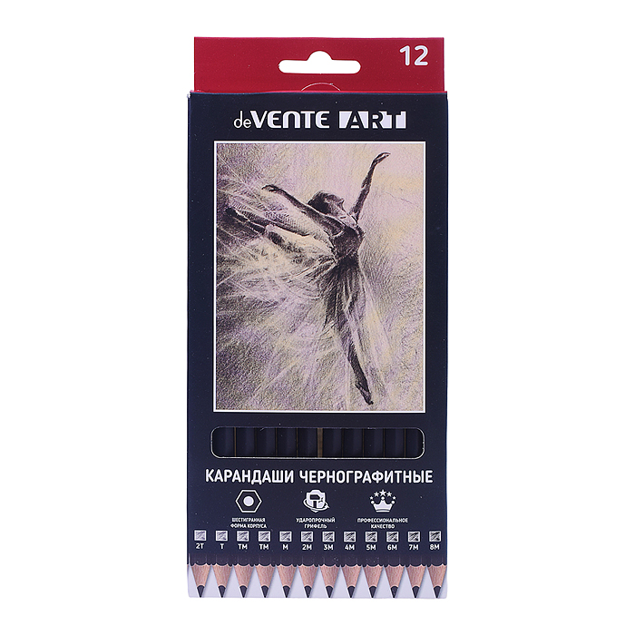 Фото к товару Карандаш чернографитный "Art" 12 шт в наб (2Т, Т, ТМ-2, М, 2М, 3М, 4М, 5М, 6М, 7М, 8М), шес Карандаш чернографитный "Art" 12 шт в наб (2Т, Т, ТМ-2, М, 2М, 3М, 4М, 5М, 6М, 7М, 8М), шес