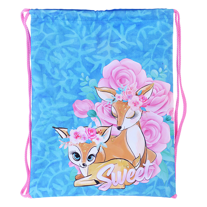 Мешок для обуви "Оленята" 1 отделение, 330х420мм, петля для подвеса, полиэстер, 210 ден
