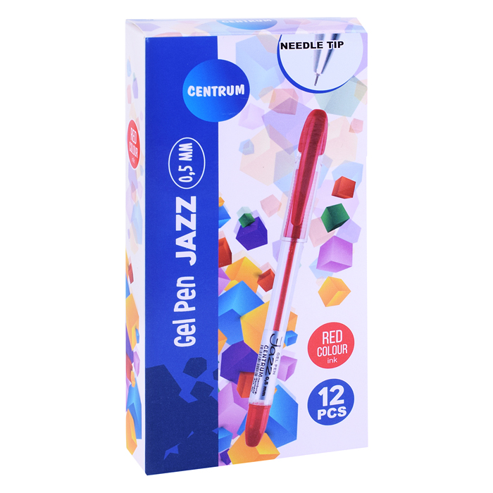 Ручка гелевая красная игольчатая "JAZZ" с металлическим наконечником, 0,5 мм.