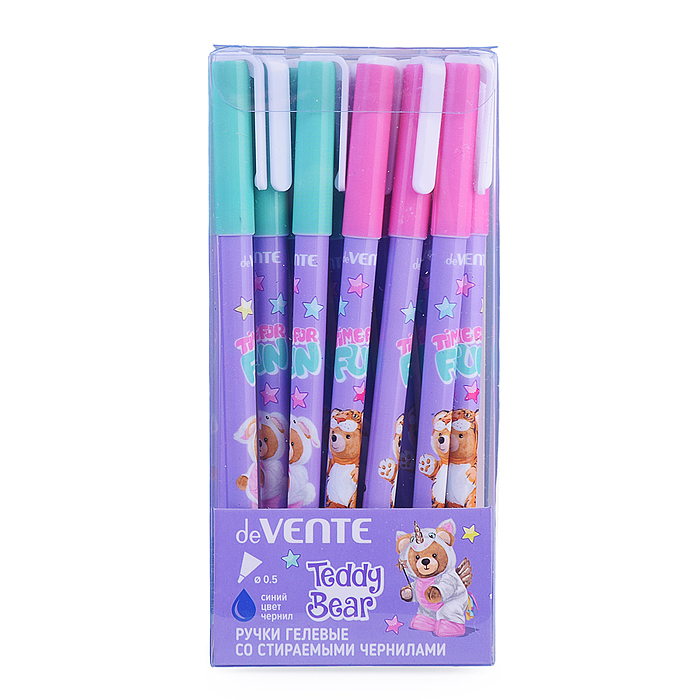 Фото к товару Ручка гелевая стираемая "Teddy Bear" d=0,5 мм, 2 дизайна корпуса ассорти, с ластиком, синяя Ручка гелевая стираемая "Teddy Bear" d=0,5 мм, 2 дизайна корпуса ассорти, с ластиком, синяя
