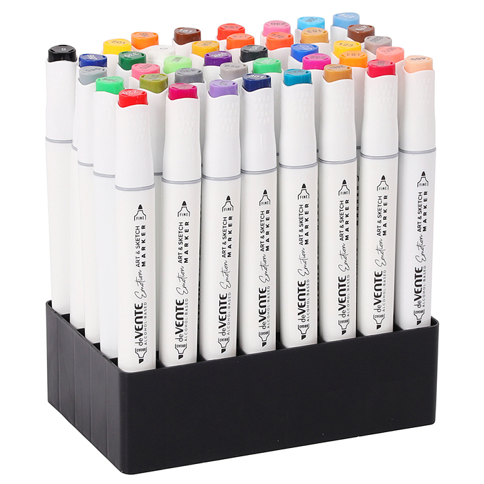 Набор маркеров для скетчинга "Emotion" 40 цветов, двусторонние (пулевидный 1 мм/скошенный д