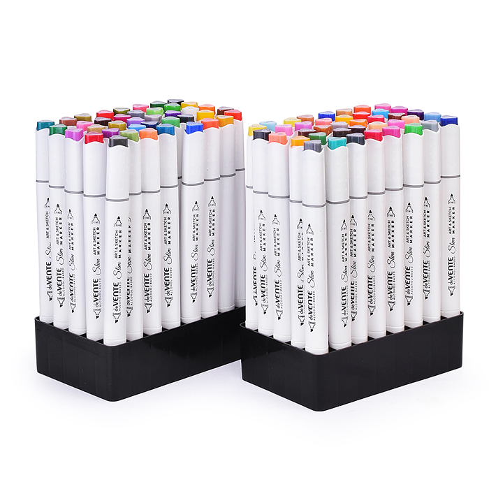 Набор маркеров для скетчинга "Slim" 80 цветов, двусторонние (пулевидный 1 мм/скошенный до 5