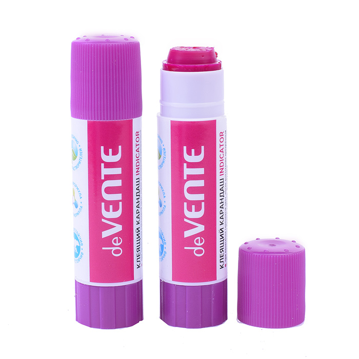 Клеящий карандаш PVA основа "Indicator" 08 г круглый фиолетовый (при высыхании - прозрачный