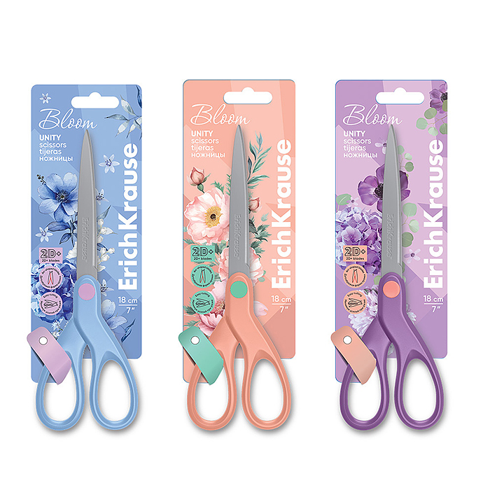 Ножницы Unity Pastel Bloom, 18 см, ассорти  ( в блистере по 1 шт )