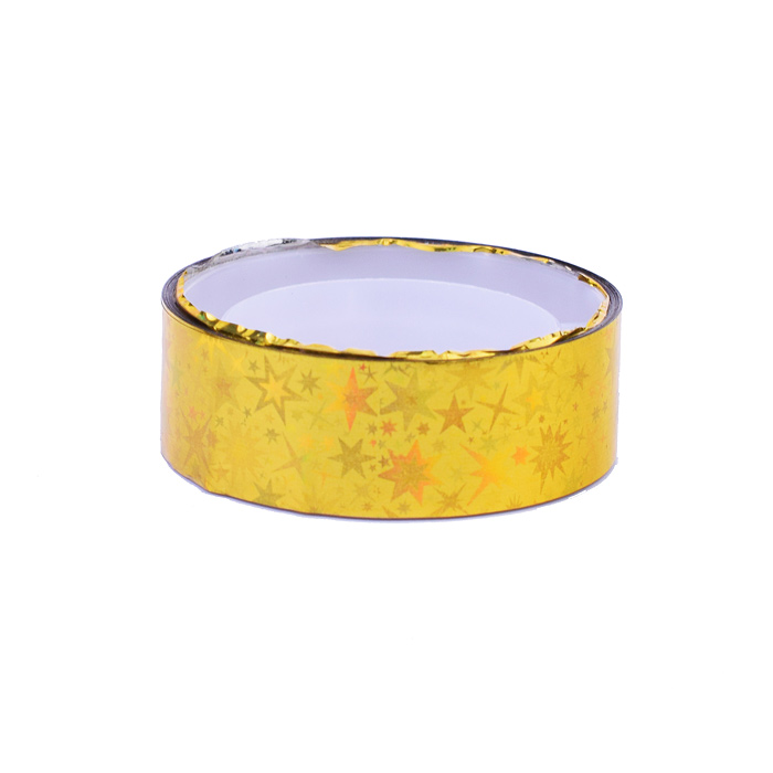 Клейкая лента декоративная голографическая, полипропиленовая основа 40 мкм, 12 ммx3 м, в п