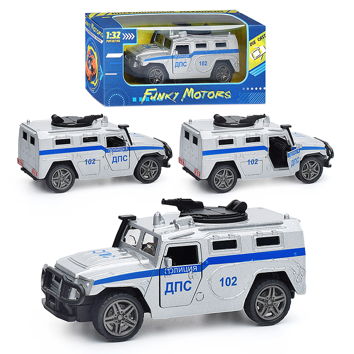 Инерционная машинка Джип Полиция die-cast,1:32, открывающиеся двери 