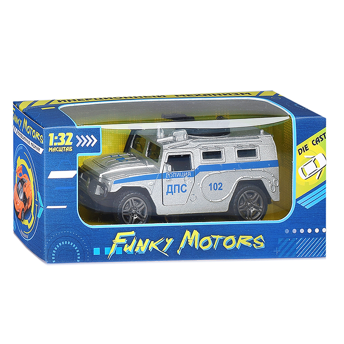 Инерционная машинка Джип Полиция die-cast,1:32, открывающиеся двери 
