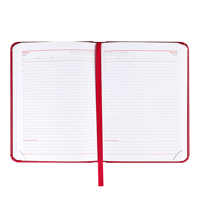 Ежедневник А6, 128л. недатир. "EVERYDAY CHRONICLES - RED" кожзам (красный)