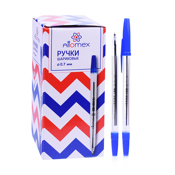 Ручка шариковая d=0,7 мм, прозрачный корпус, сменный стержень, индивидуальная маркировка, 
