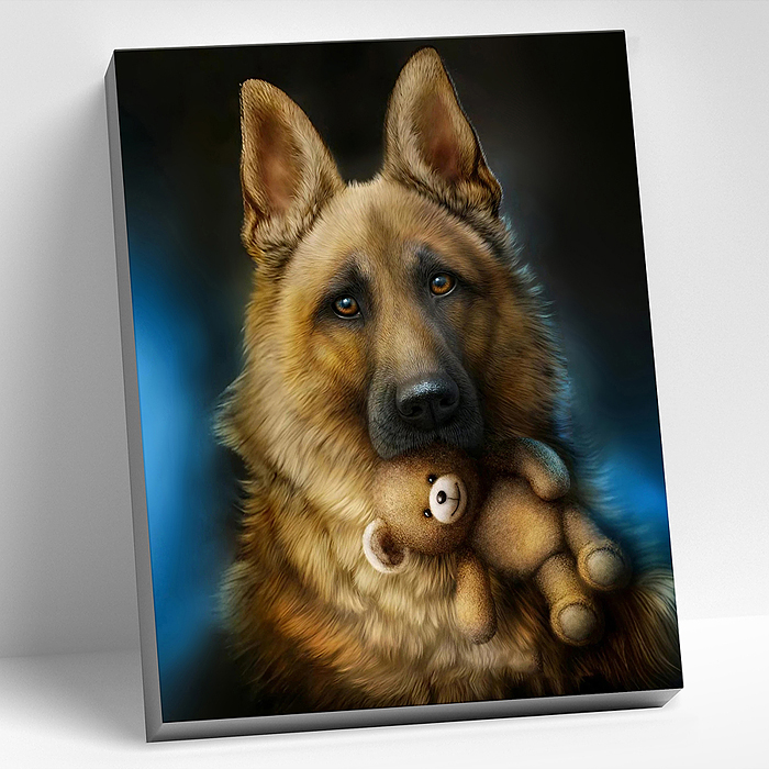 Картина по номерам 40х50 "Немецкая овчарка" (16 цветов)